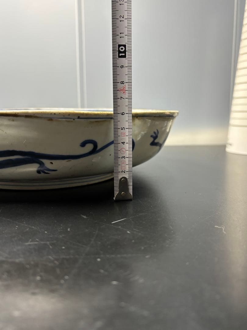 古伊万里 色絵 花唐草 龍 木瓜形 大皿 江戸期 希少品 陶器金彩 太明成化年製