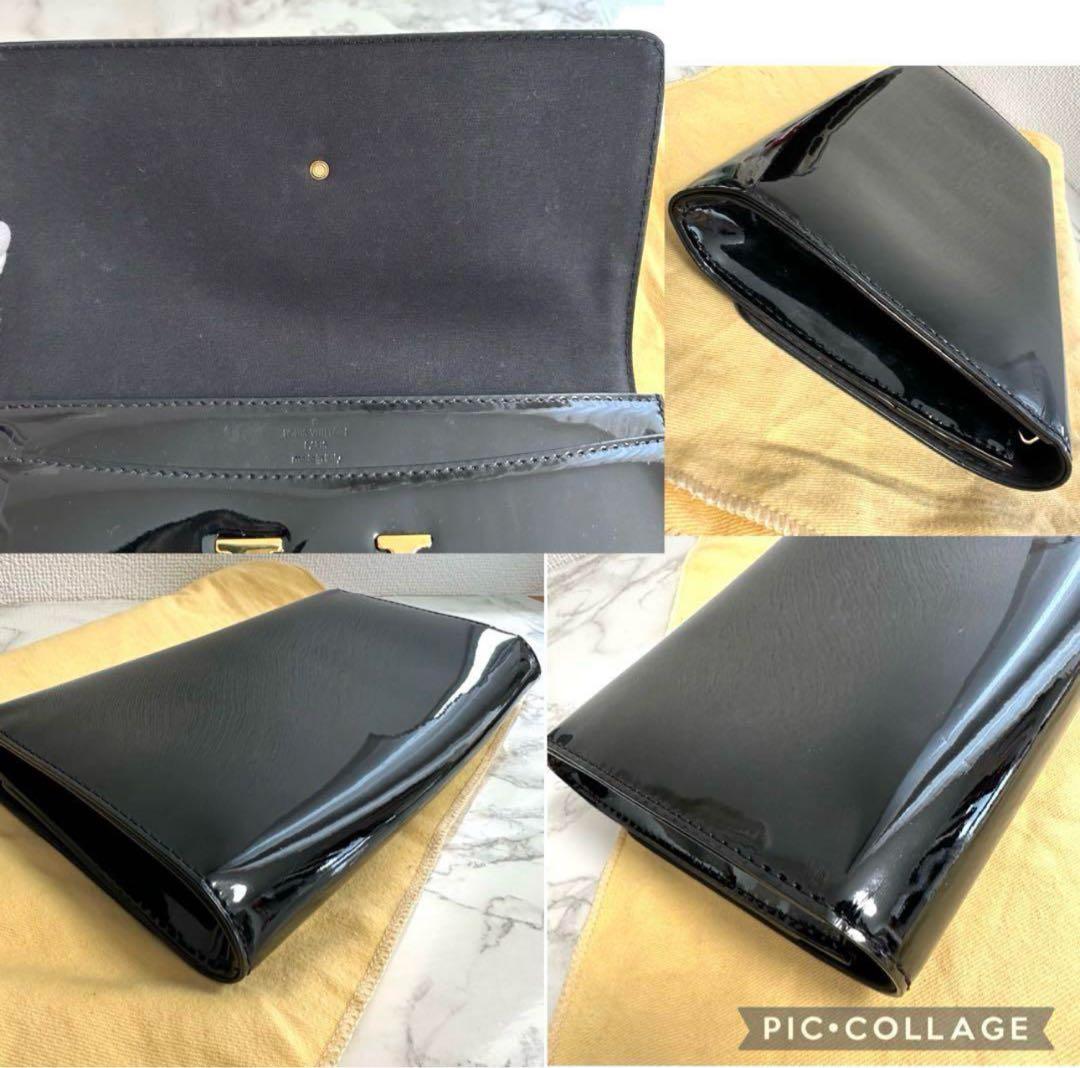 【美品】ルイヴィトン　ルイーズ　クラッチバッグ　エナメル　ブラック