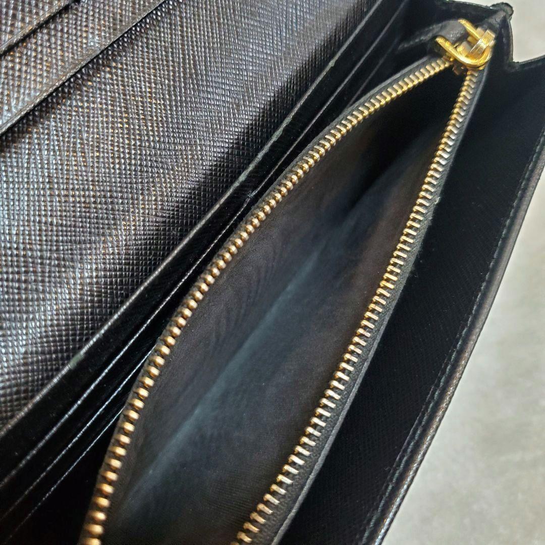 美品 プラダ　長財布 サフィアーノ フィオッコ ライト黒 メタルロゴ リボン