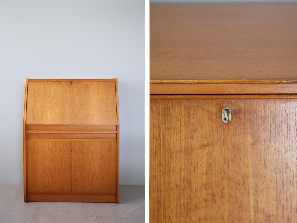 英国アンティークチーク古木ライティングビューロー/木製デスク/勉強机89-207