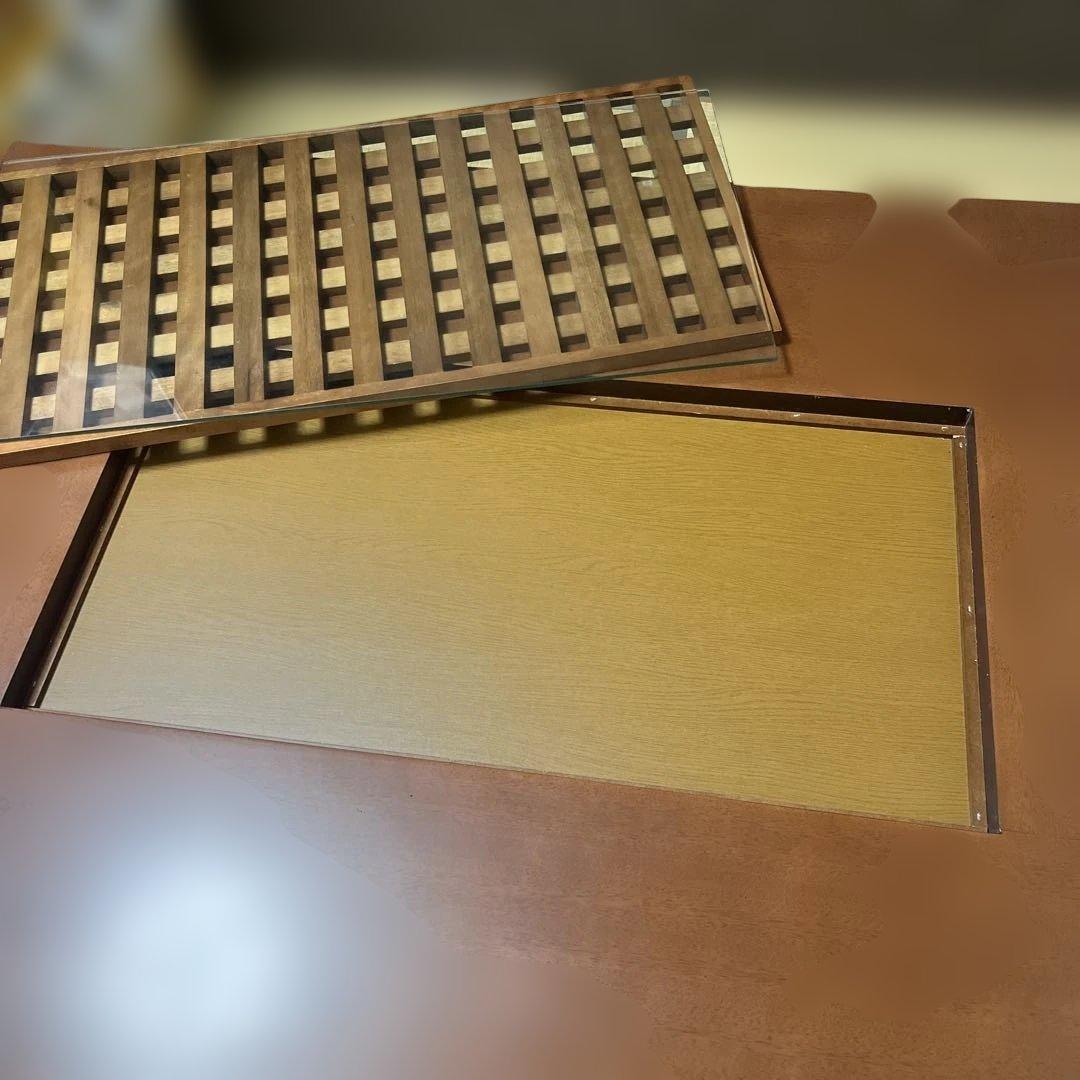 木製ブラウン家具調こたつ 格子デザイン