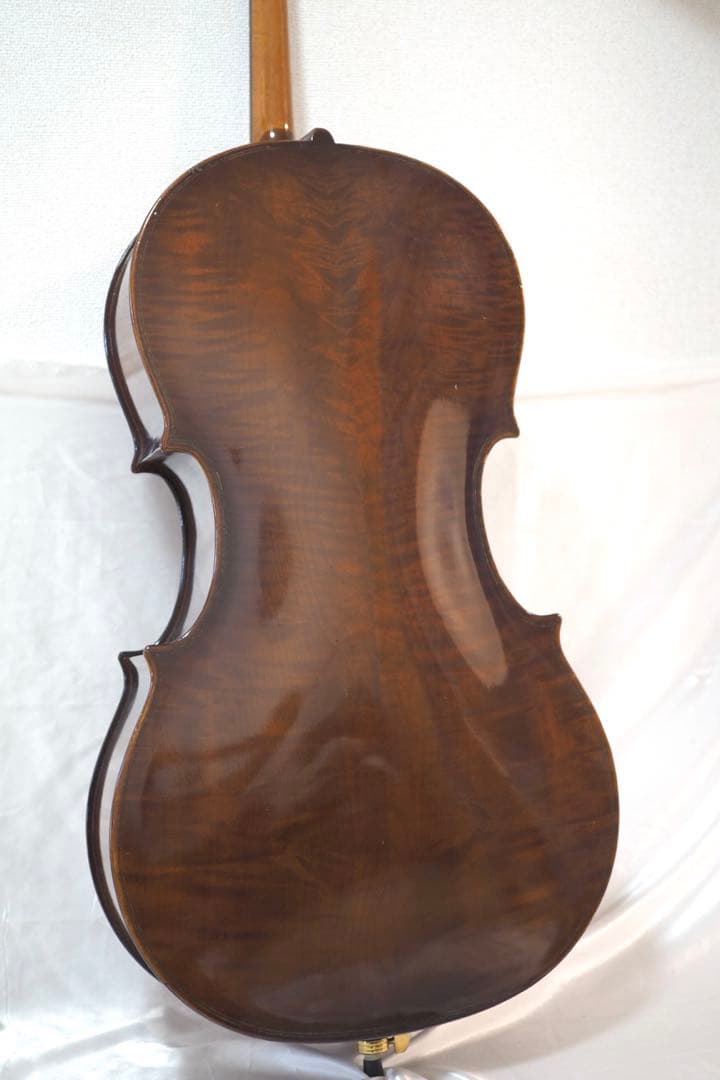 メーカー不明 チェロ 4/4 虎杢 弓 ソフトケース付き