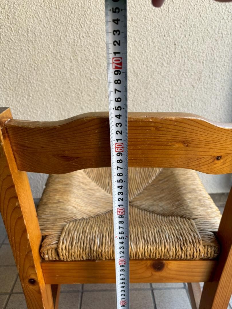 ②　ヴィンテージ　木製　ラッシュシート　ラタン　ダイニングチェア　インテリア