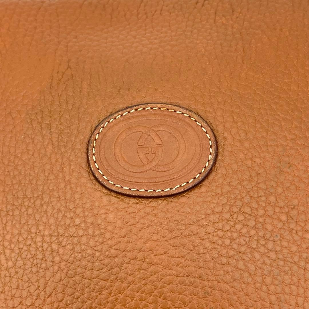 【美品】GUCCI ショルダーバッグ 斜めがけ インターロッキング レザー 茶色