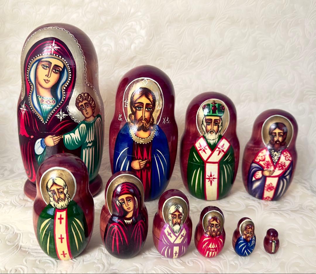 聖母子・聖人マトリョーシカ　10体　新品未使用　入手困難　稀少品　急遽値下げ！