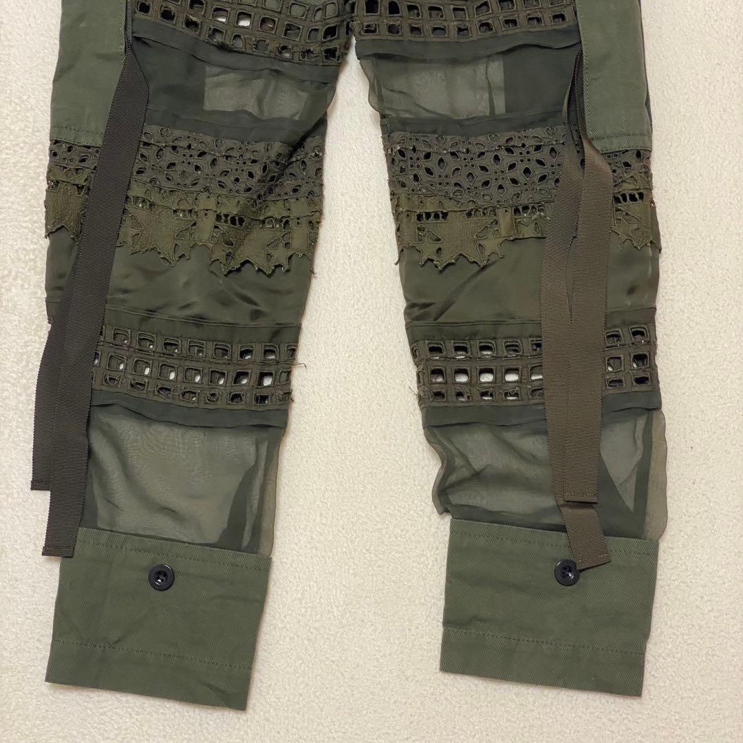 sacai 21SS グラフィック メッシュパネル カーゴパンツ