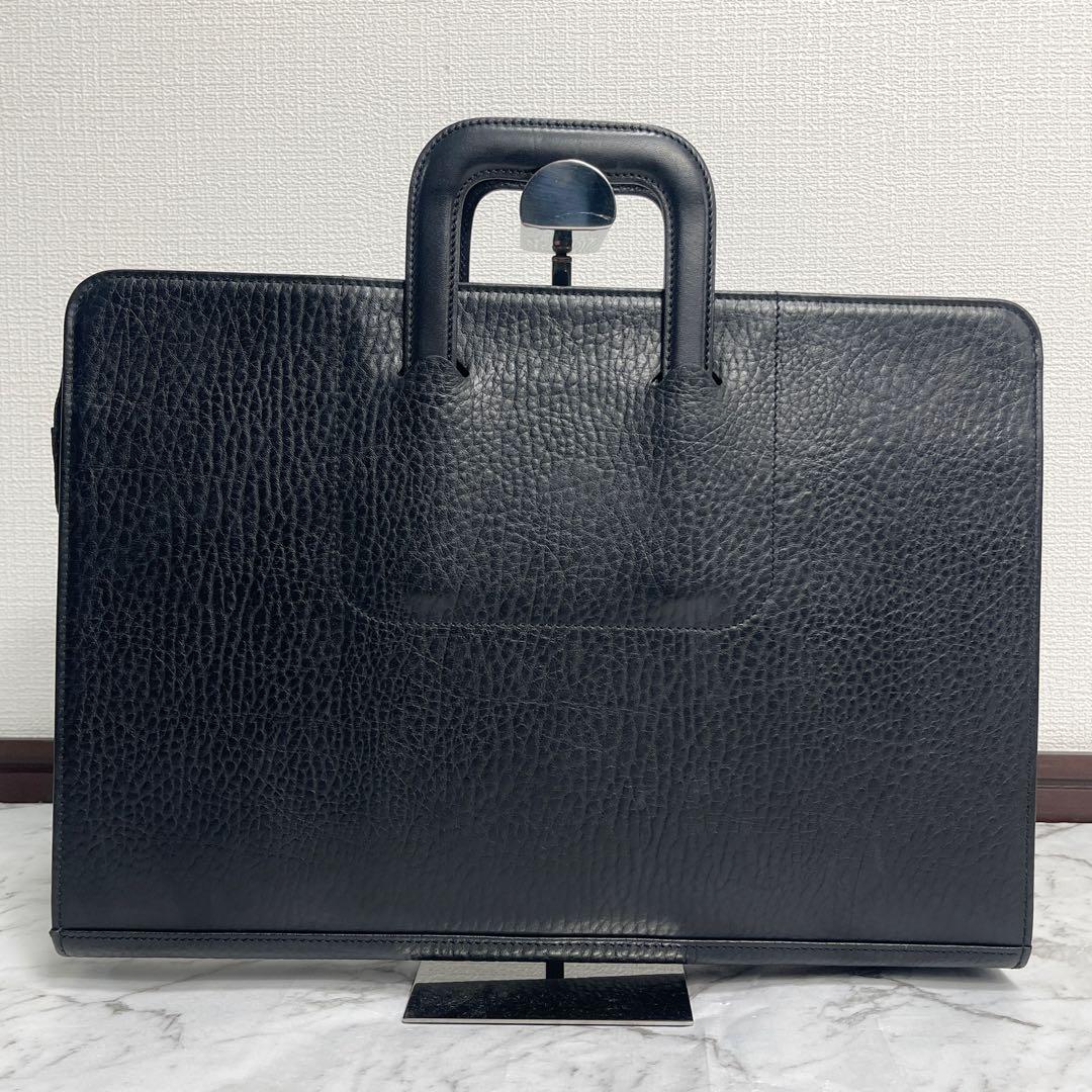 極美品　バーバリー　ホースロゴ　チェック　レザー　ビジネスバッグ　A4収納　鍵