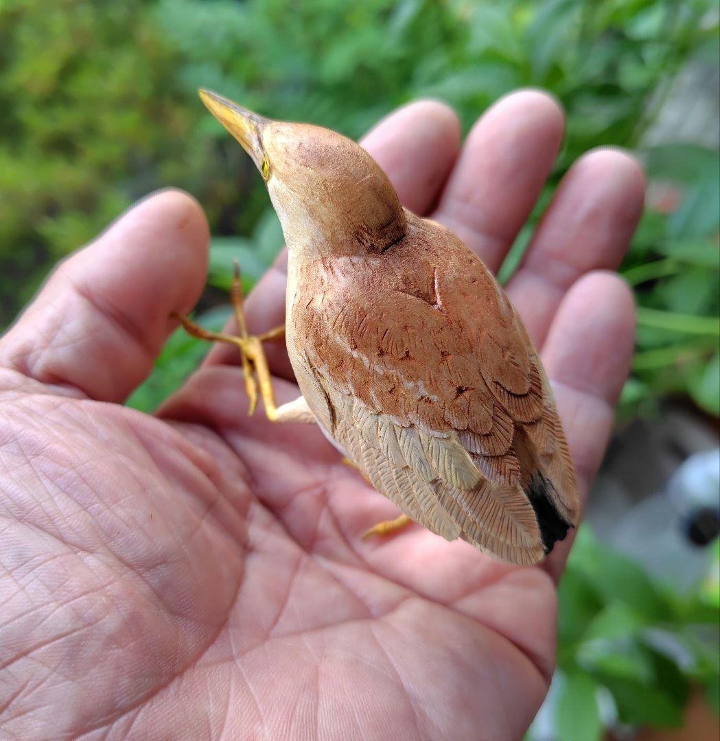 小さなバードカービング ヨシゴイ&アカショウビン 野鳥 木彫り