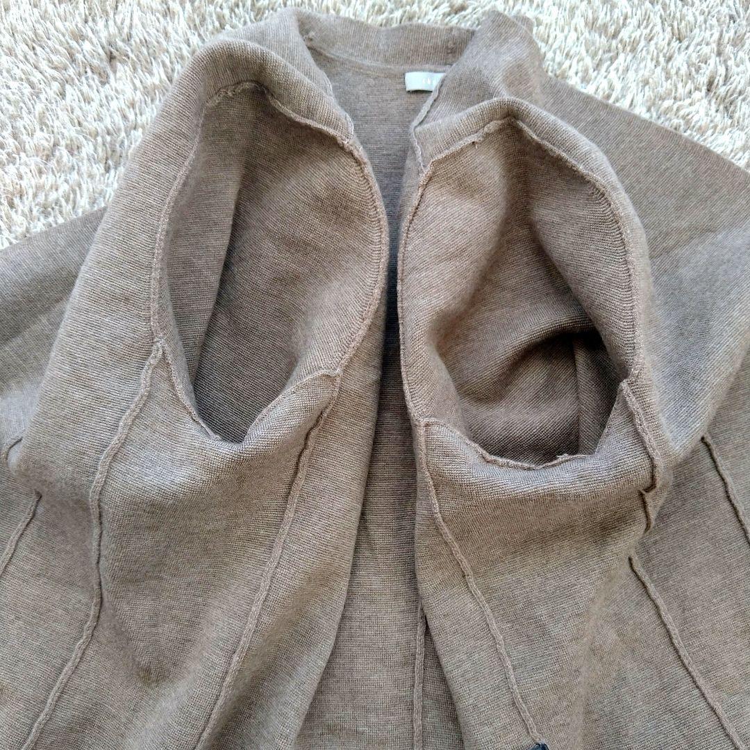 セオリーリュクス ノーカラー ニットダブルジャケット カーディガン ウール混