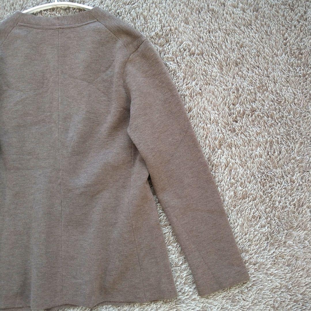 セオリーリュクス ノーカラー ニットダブルジャケット カーディガン ウール混