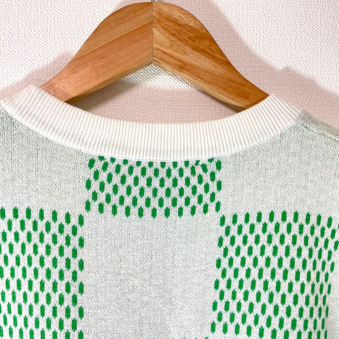 ルイヴィトン ダミエ ニット クルーネック Tシャツ グリーン　メンズ