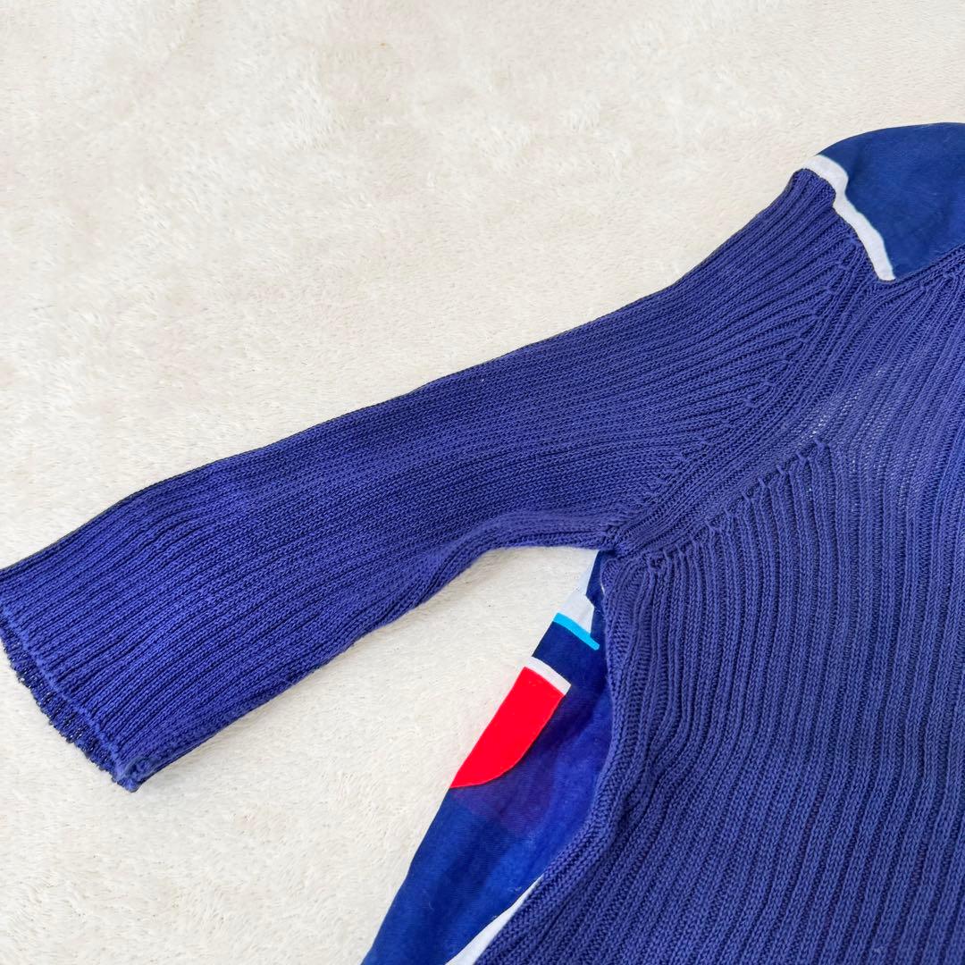 HERMES エルメス　ニット　コットン　ポロシャツ　ネイビー　サイズ38