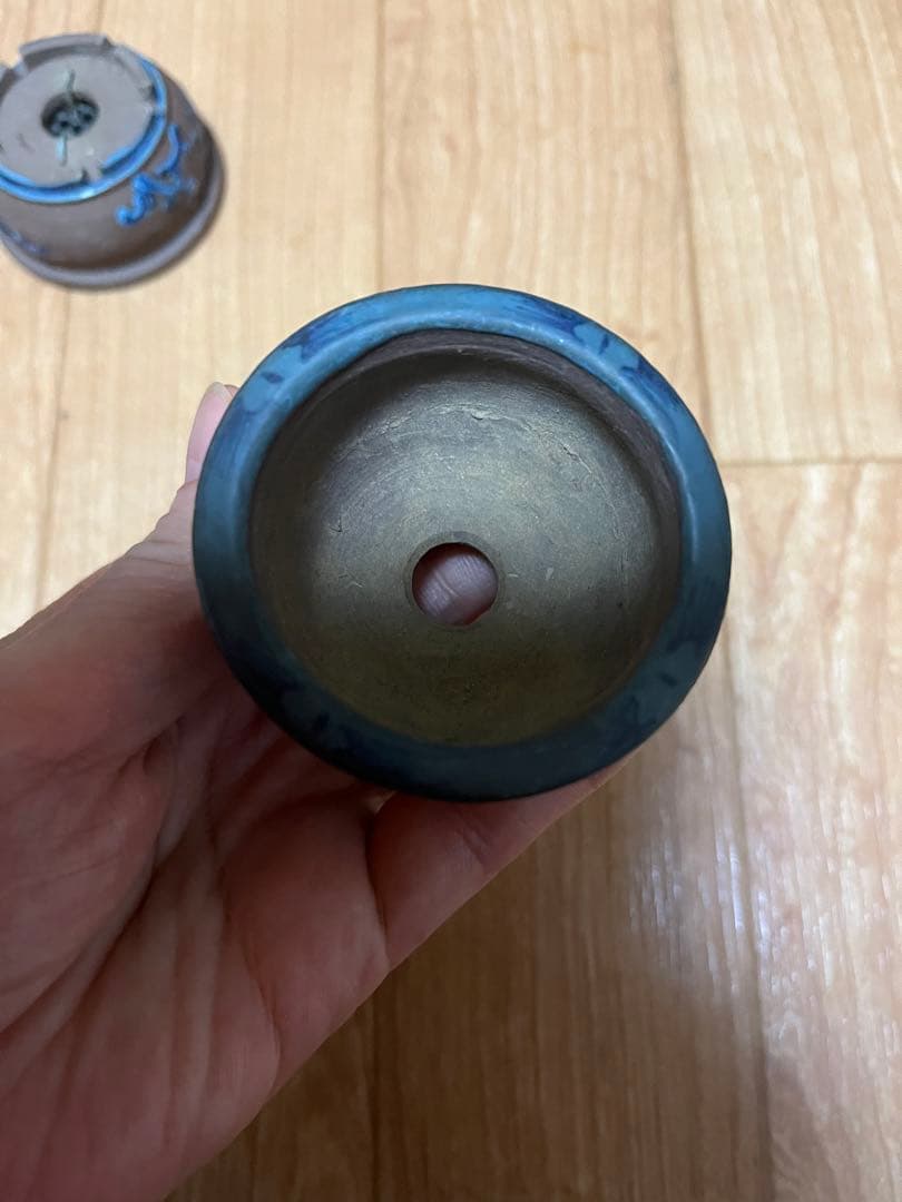 豆盆栽鉢　希少時代　陶翠　彩交趾黒泥丸豆鉢3個セット