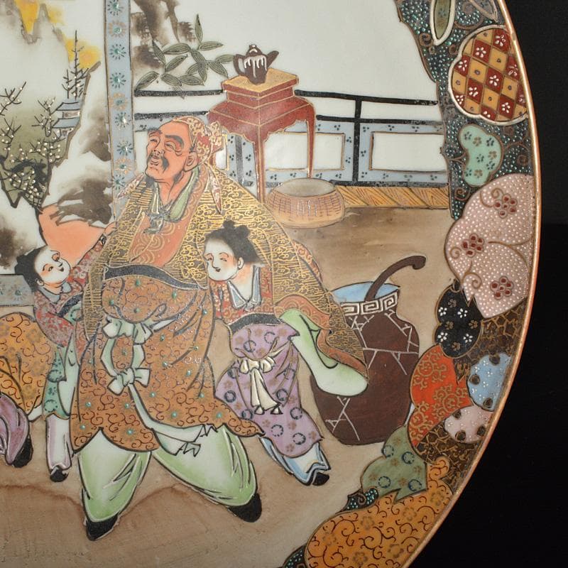 九谷焼　古九谷　正山造　色絵金彩　人物文　大皿　飾皿　V　R6214F