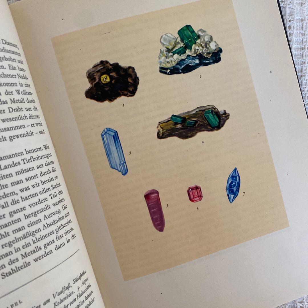 1954年　真っ黒な表紙が魅力的　ドイツの鉱物図鑑　宝石　洋書