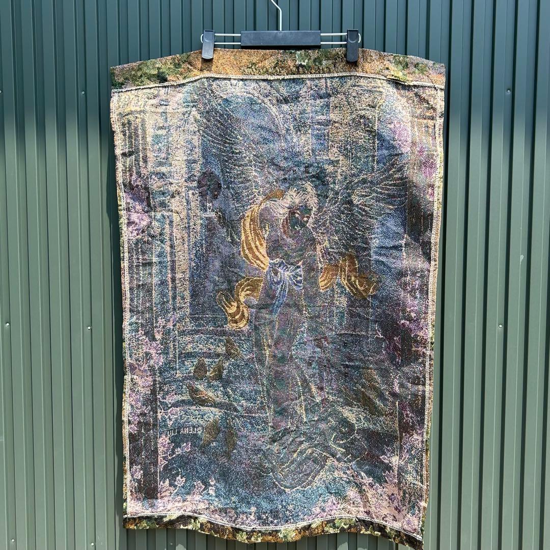 フランスアンティーク　タペストリー　大天使ガブリエル　作家名あり　ゴブラン織り