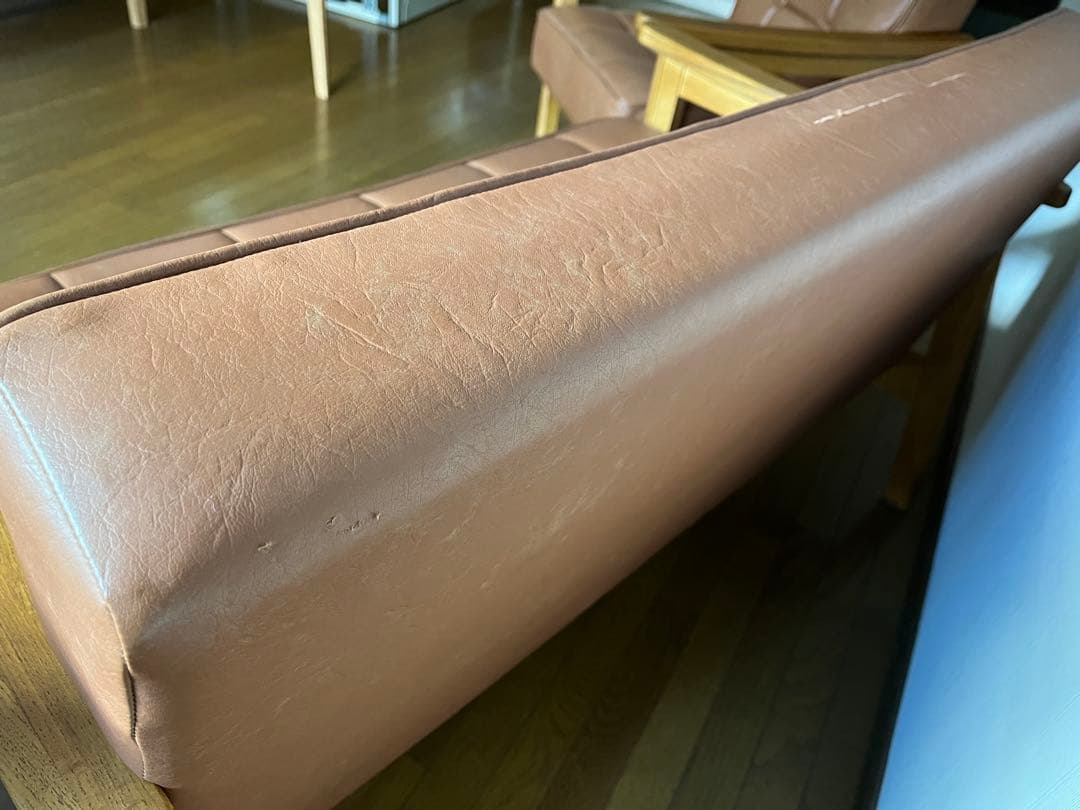 手渡し限定　ブラウン 2人掛け1人掛けソファ ３点セット　レトロモダンソファ