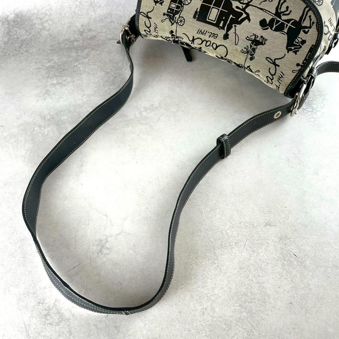 希少 美品 コーチ メッセンジャーバッグ ホースアンドキャリッジ 斜め掛け 黒