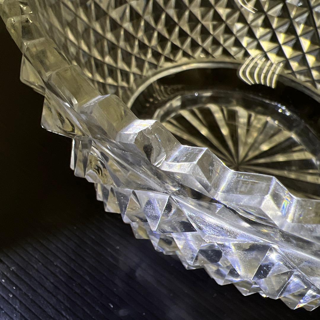 最上手　薩摩切子　初期極上手彫大鉢（鋭いカット）　木箱付　東Y7-1211☆1F