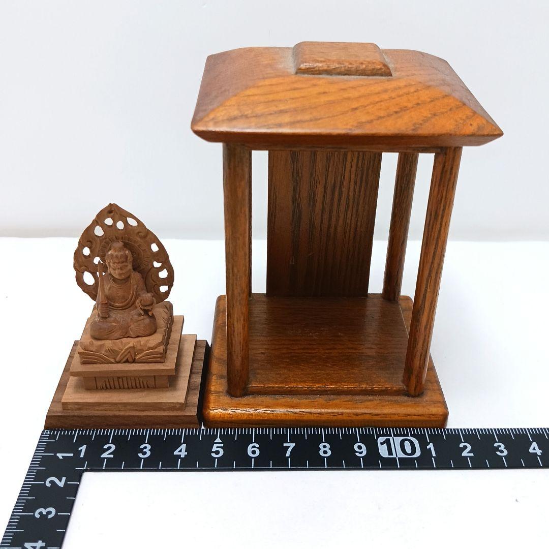 Y2293-26 仏教美術 木彫 不動明王 厨子 ミニチュア　I