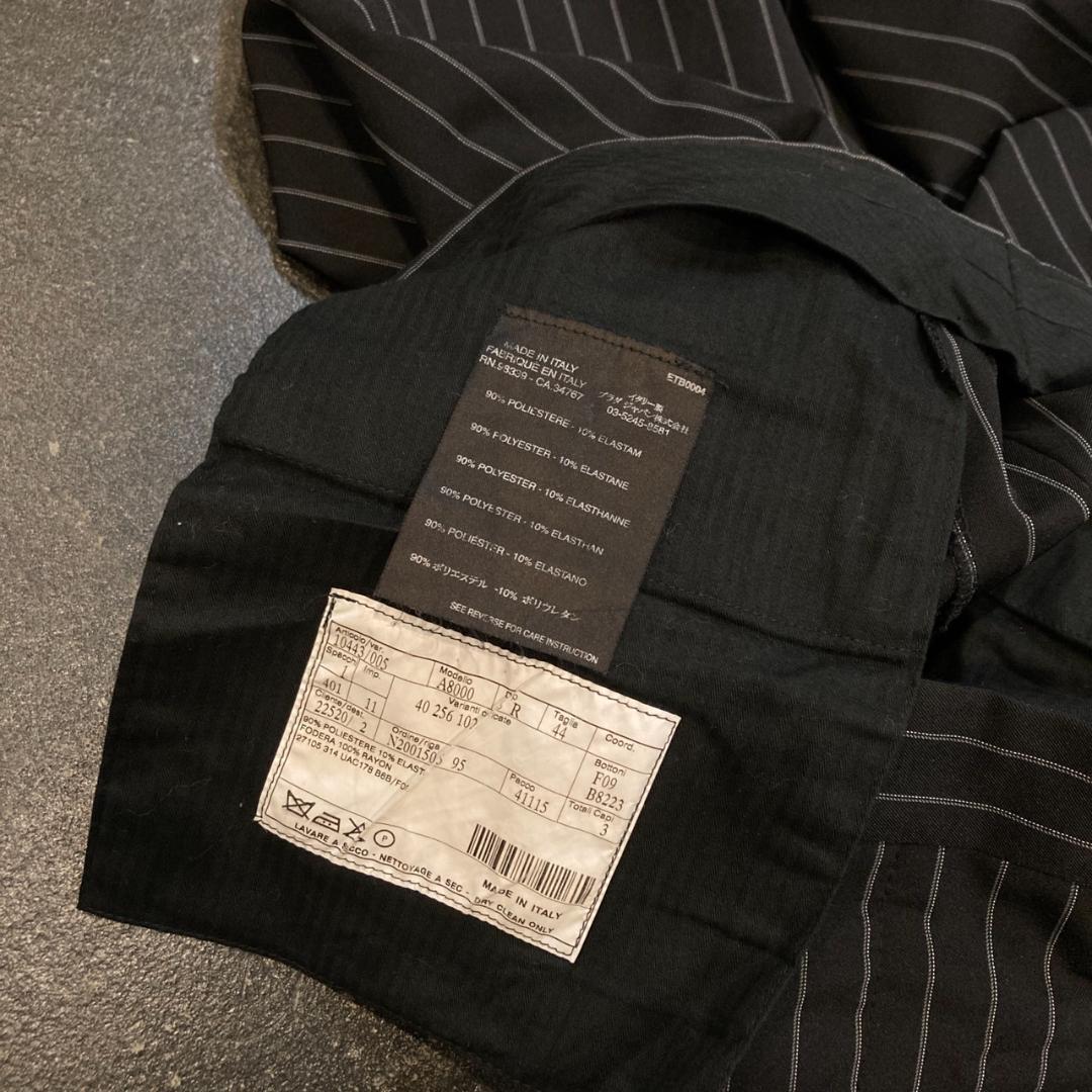 PRADA ストライプ柄3釦セットアップシングルスーツ46 ブラックイタリア製