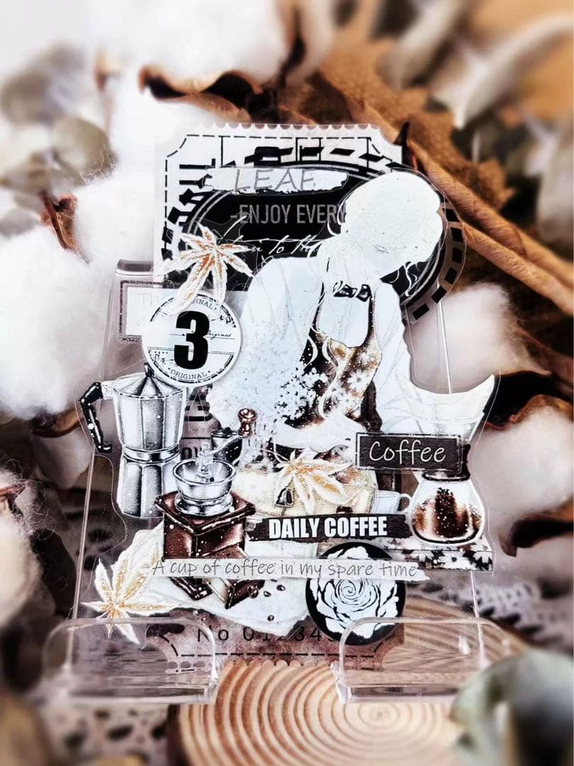 霖蓝汐原创手账《咖啡生活》海外マスキングテープ　マステ 【2242】