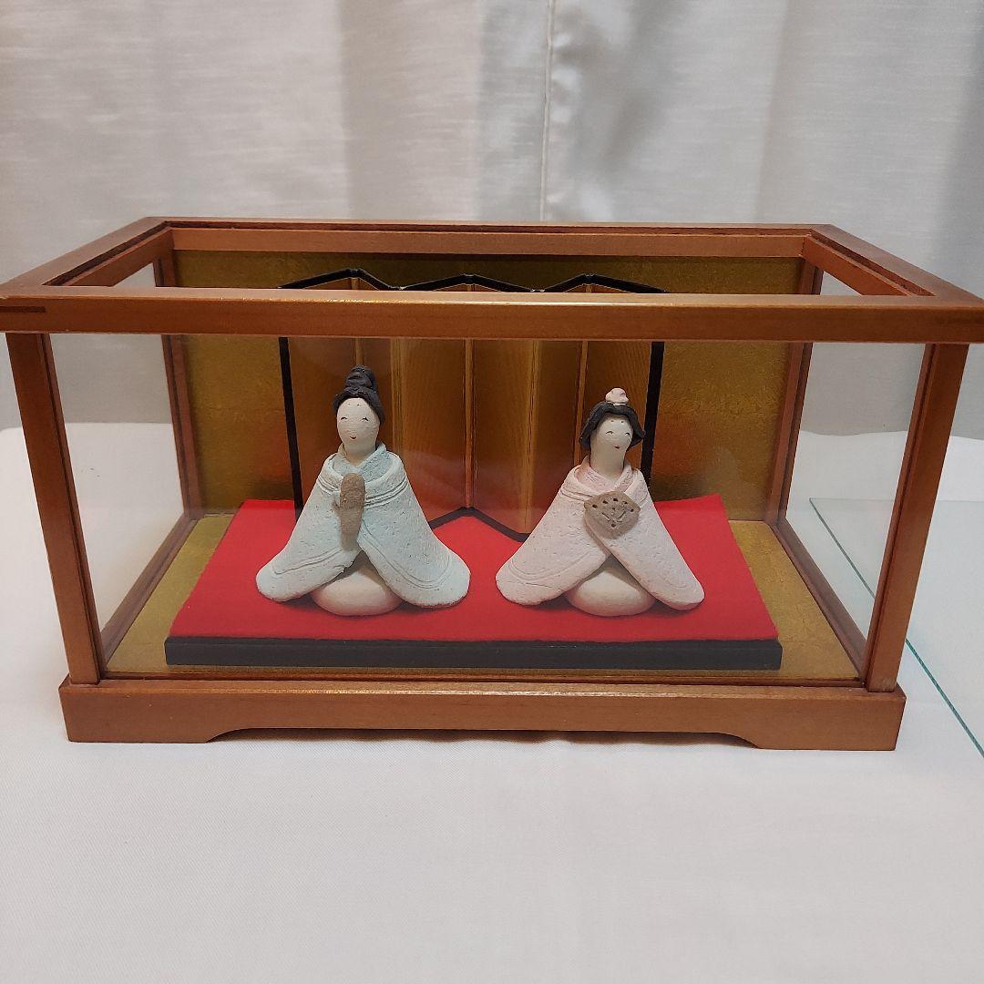 雛人形　砥部焼きよし窯　備前焼　手びねり　土鈴　姫だるま　ガラスケース　まとめ売