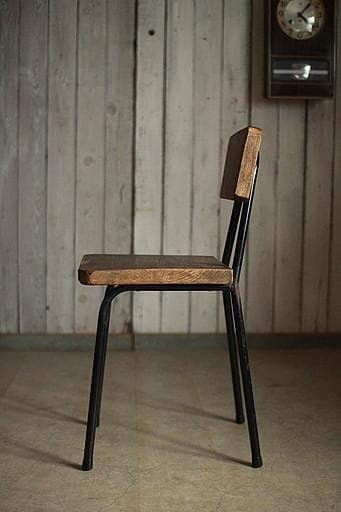 鉄脚と古材の椅子　チェア　古家具　インダストリアル