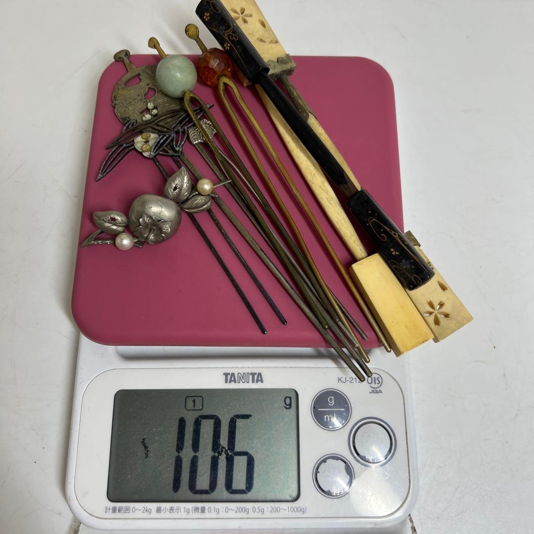 極上 本翡翠 銀細工 簪 ブローチ 106g 東キ8-0127☆2F タサチ