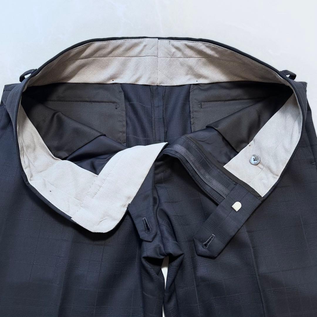 24AW タグ付き◎五大陸 スーツ 山栄毛織 ウール 紺 シャドーチェック A5