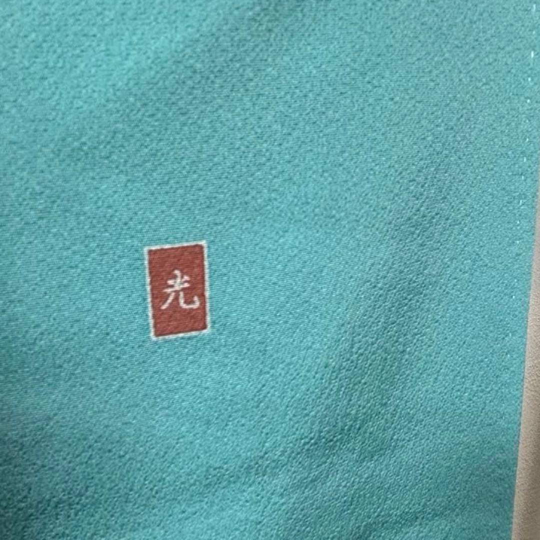 超美品　訪問着　作家物　現代　着物　160 手書き友禅　水浅葱　水色　グレー