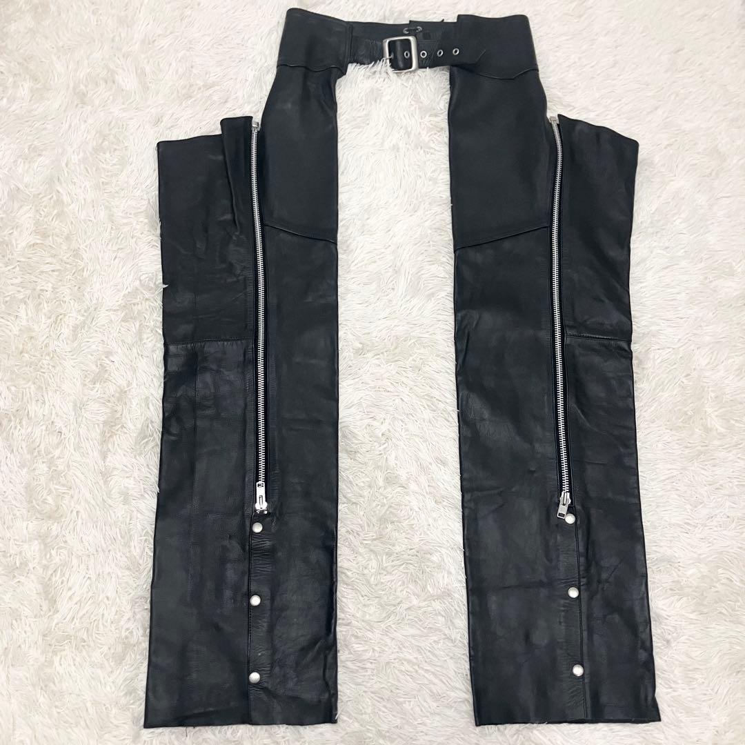 チャップス　バイカー　y2k ブラック　レザー　ファスナー　ベルト　XXLサイズ