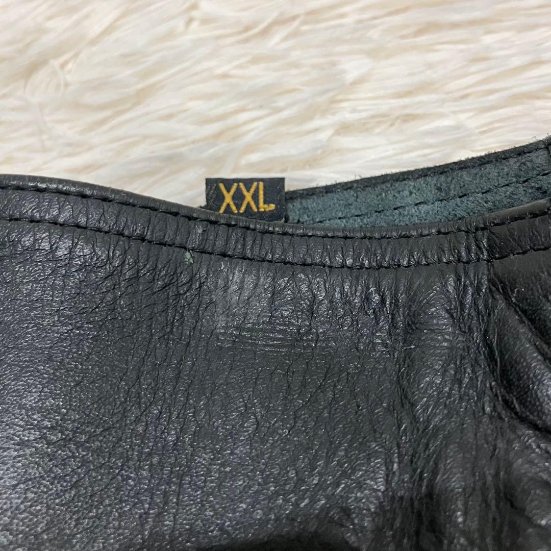 チャップス　バイカー　y2k ブラック　レザー　ファスナー　ベルト　XXLサイズ