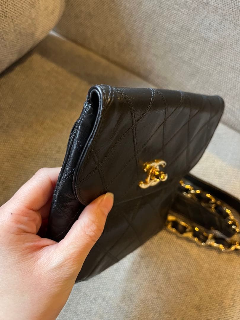 CHANEL ビコローレ　ウエストポーチ　ブラックレザー ショルダー