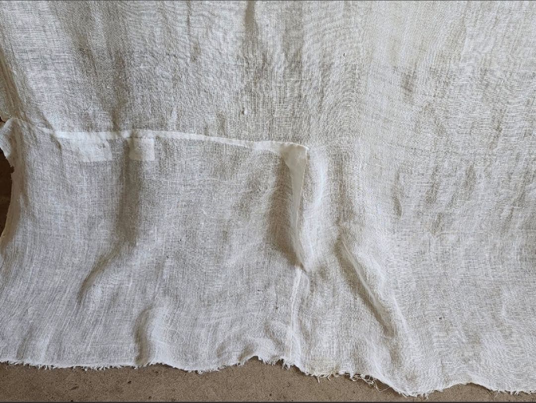 古布 木綿 白蚊帳 古裂 生成 リメイクタペストリー 間仕切り カーテン 洗濯済