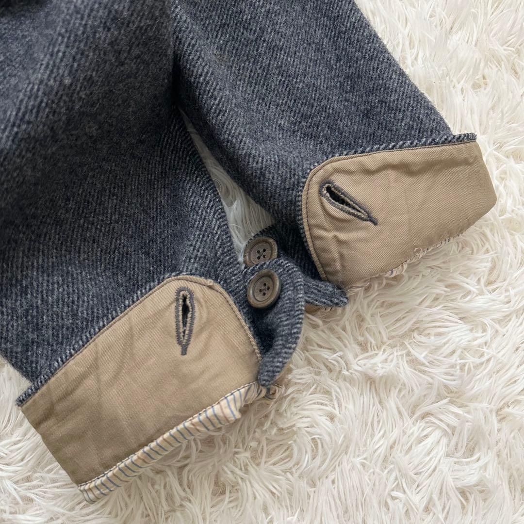 45rpm ピーコート ヘリンボーン柄 ダークグレー ウール100% L