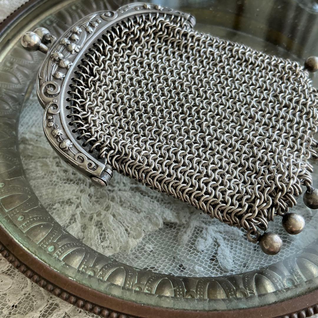 フランスアンティーク　すずらん　シルバー　純銀　パース　シャトレーン