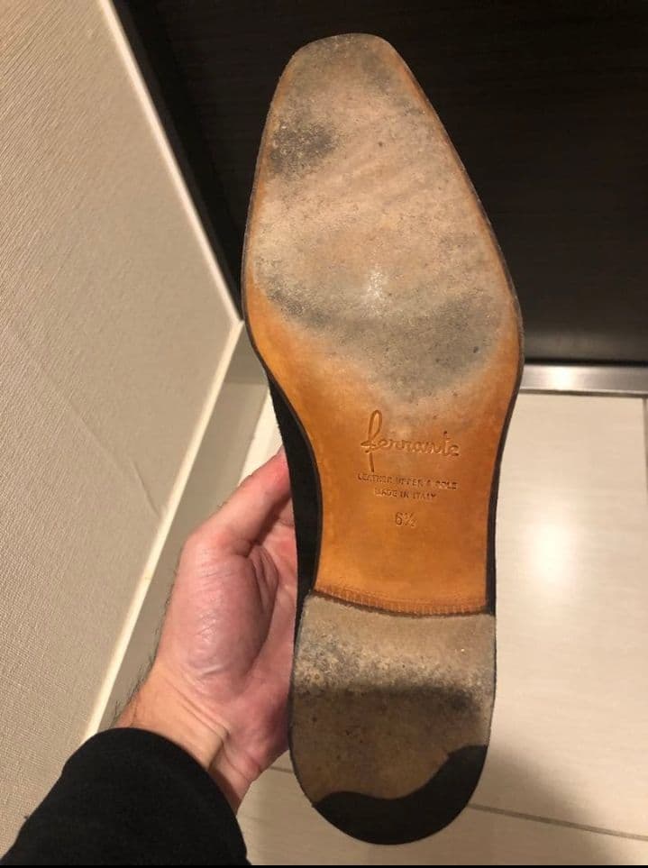 Ferrante 黒 スエード ローファー