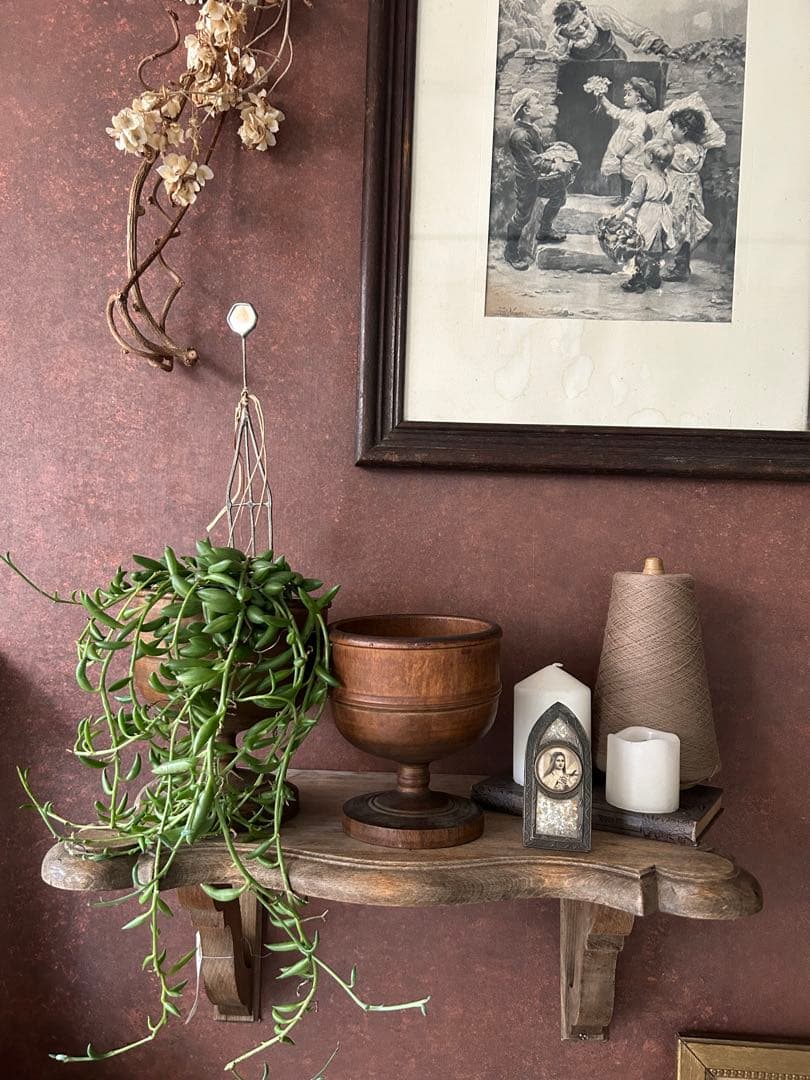 フランス アンティーク ウォールシェルフ 壁掛け棚 木製 無垢材 彫刻　剥離