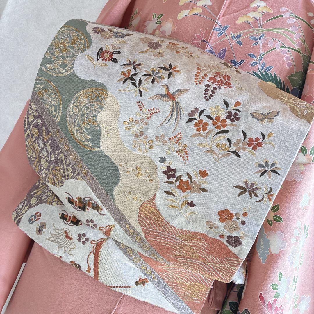 訪問着　フルセット　着物　正絹　友禅　比翼仕立　四季草花　春の華　J7 1月