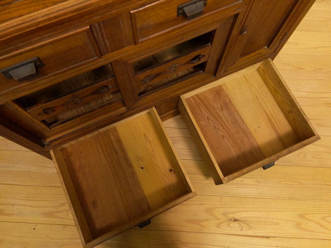 ガラス棚　水屋箪笥　収納棚　古道具　古家具　和家具　ビンテージ　アンティーク